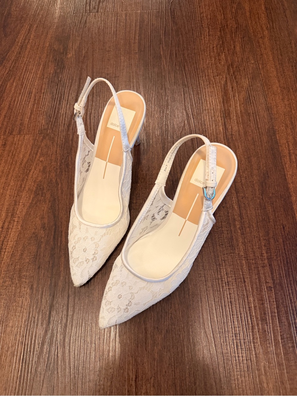 Dolce Vita Cream Lace Slingback Pointed Heels